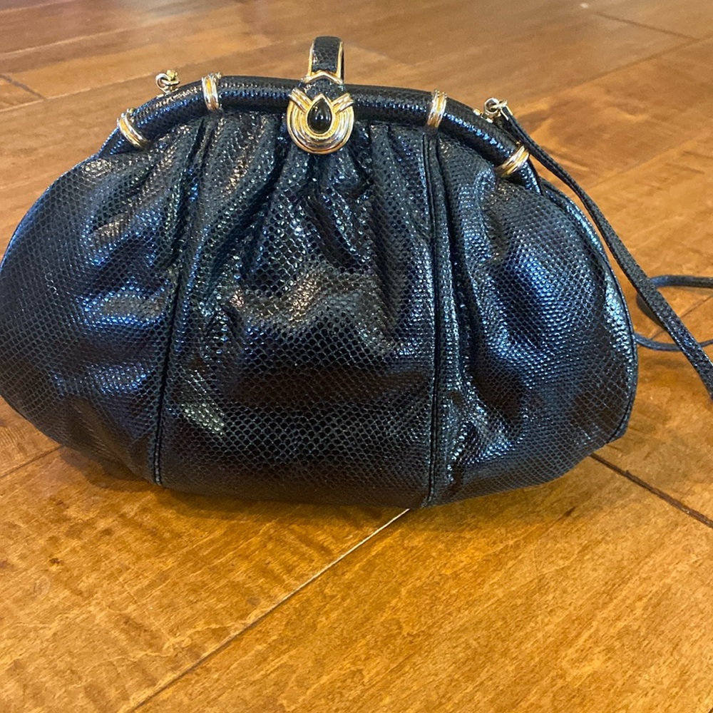 Vintage 1980 Judiths Leiber black lizard